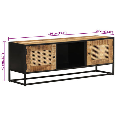 TV-taso 110x30x40 cm täysi mangopuu ja rauta