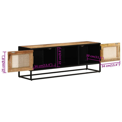 TV-taso 110x30x40 cm täysi mangopuu ja rauta