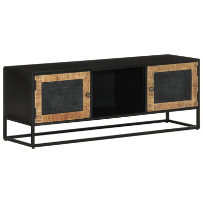 TV-taso 110x30x40 cm täysi mangopuu ja rauta