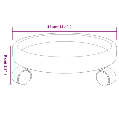 Kasvirullakot pyörillä 2 kpl harmaa halkaisija 34 cm 35 kg