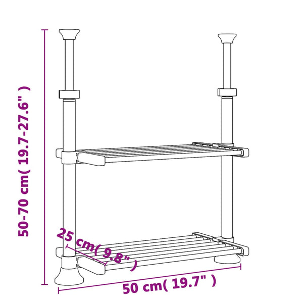 Keittiöhylly 50x25x(50-70) cm alumiini