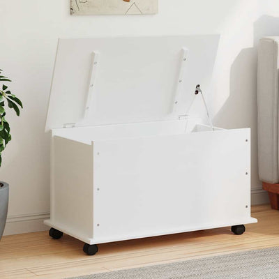 Valkoinen säilytysarkku pyörillä alta Lazaros 73x39,5x44cm (mänty)