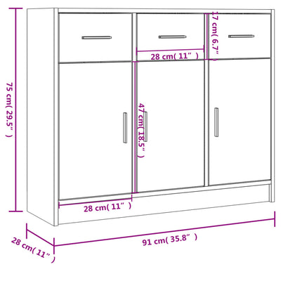 Senkki ruskea tammi 91x28x75 cm tekninen puu