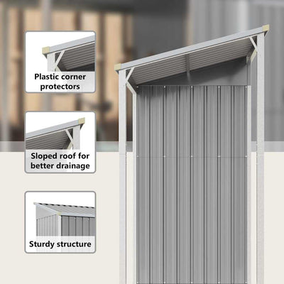 Vaaleanharmaa puutarhavaja lisäkatolla Nafsica 277x110,5x181cm (teräs)