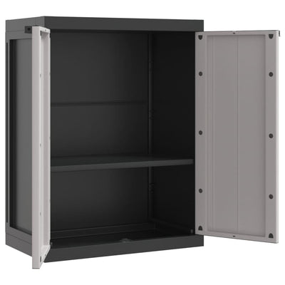 Puutarhan varastokaappi harmaa ja musta 65x37x85 cm PP