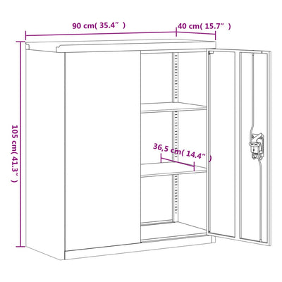 Arkistokaappi musta 90x40x105 cm teräs