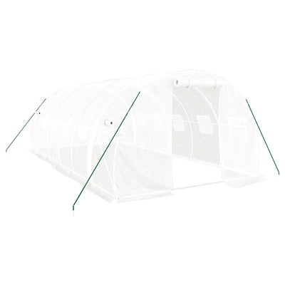 Kasvihuone teräsrungolla valkoinen 18 m² 6x3x2 m