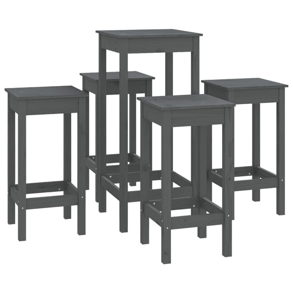 5-osainen Baarisarja harmaa täysi mänty