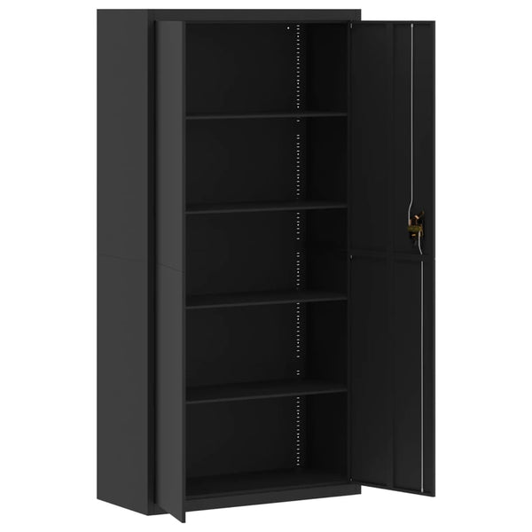 Arkistokaappi musta 90x40x220 cm teräs
