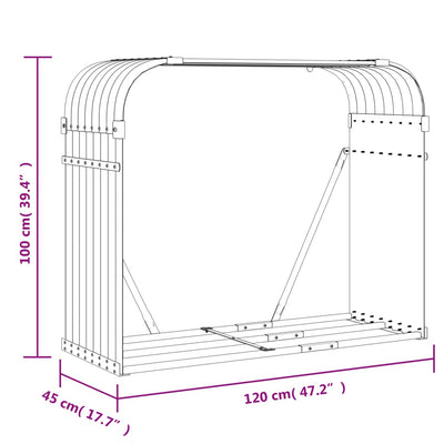 Polttopuuteline antrasiitti 120x45x100 cm galvanoitu teräs