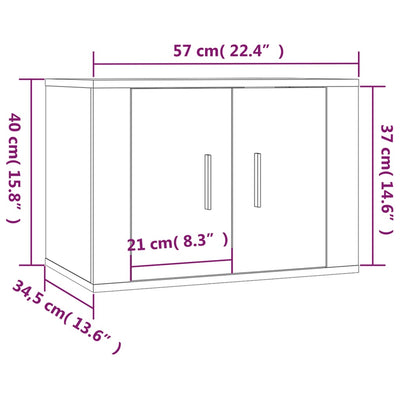 Seinäkiinnitettävät TV-kaapit 2 kpl ruskea tammi 57x34,5x40 cm