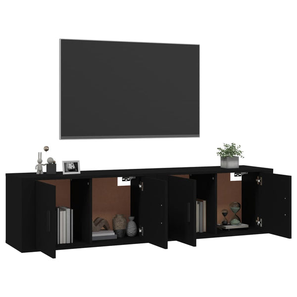 Seinäkiinnitettävät TV-kaapit 2 kpl musta 80x34,5x40 cm