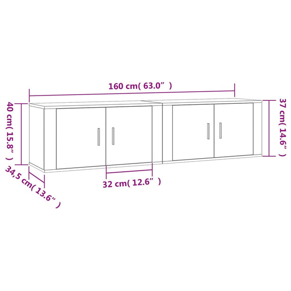 Seinäkiinnitettävät TV-kaapit 2 kpl musta 80x34,5x40 cm