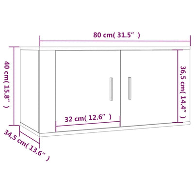 Seinäkiinnitettävät TV-kaapit 2 kpl savutammi 80x34,5x40 cm