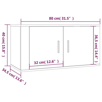 Seinäkiinnitettävät TV-kaapit 3 kpl valkoinen 80x34,5x40 cm