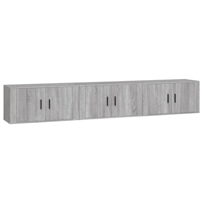 Seinäkiinnitettävät TV-kaapit 3 kpl harmaa Sonoma 80x34,5x40 cm