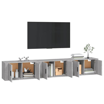 Seinäkiinnitettävät TV-kaapit 3 kpl harmaa Sonoma 80x34,5x40 cm