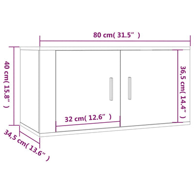 Seinäkiinnitettävät TV-kaapit 3 kpl harmaa Sonoma 80x34,5x40 cm
