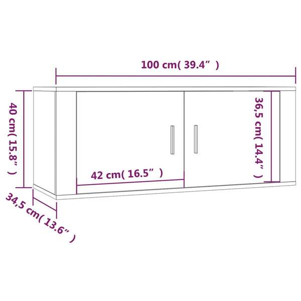 Seinäkiinnitettävät TV-kaapit 2 kpl Sonoma-tammi 100x34,5x40 cm