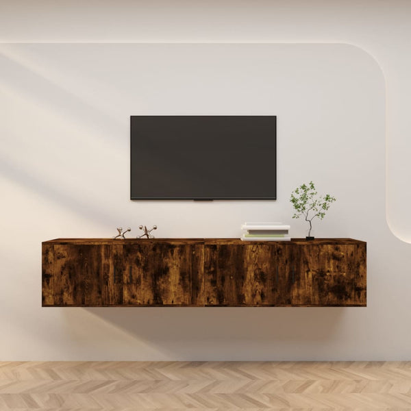 Seinäkiinnitettävät TV-kaapit 2 kpl savutammi 100x34,5x40 cm