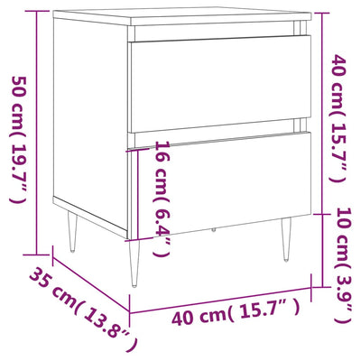 Yöpöydät 2 kpl musta 40x35x50 cm tekninen puu