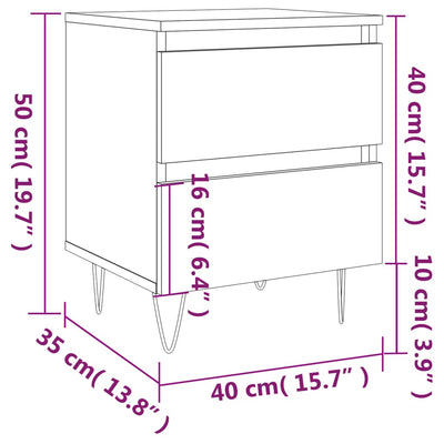Yöpöydät 2 kpl harmaa Sonoma 40x35x50 cm tekninen puu