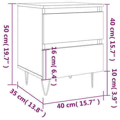 Yöpöydät 2 kpl ruskea tammi 40x35x50 cm tekninen puu