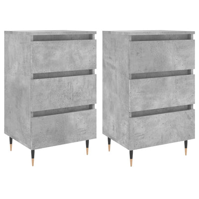 Yöpöydät 2 kpl betoninharmaa 40x35x69 cm tekninen puu