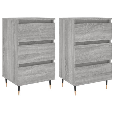 Yöpöydät 2 kpl harmaa Sonoma 40x35x69 cm tekninen puu