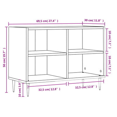 TV-taso ruskea tammi 69,5x30x50 cm tekninen puu