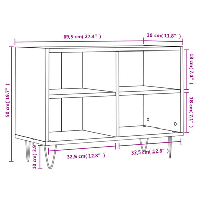 TV-taso musta 69,5x30x50 cm tekninen puu