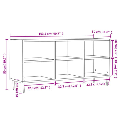 TV-taso betoninharmaa 103,5x30x50 cm tekninen puu