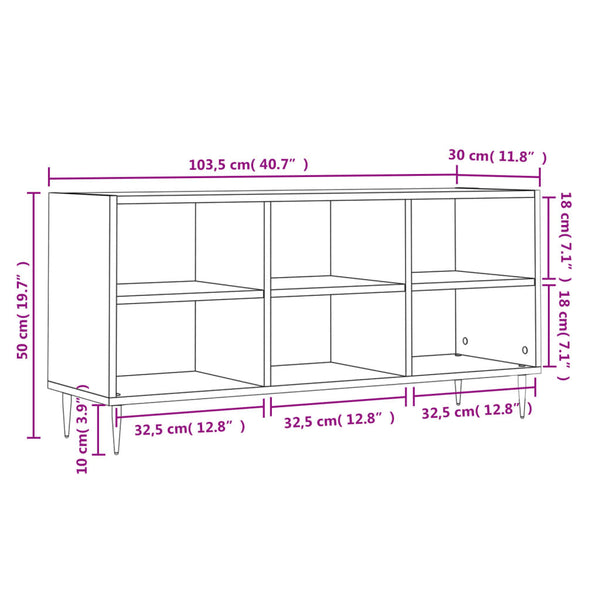 Harmaa TV-taso teknisestä puusta, mitat 103,5x30x50 cm, malli Sonoma