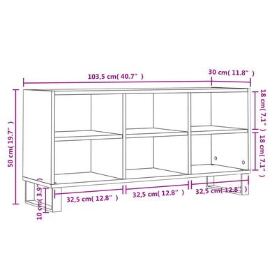 TV-taso betoninharmaa 103,5x30x50 cm tekninen puu