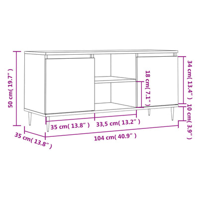 TV-taso betoninharmaa 104x35x50 cm tekninen puu