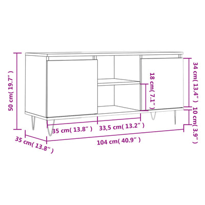 TV-taso betoninharmaa 104x35x50 cm tekninen puu