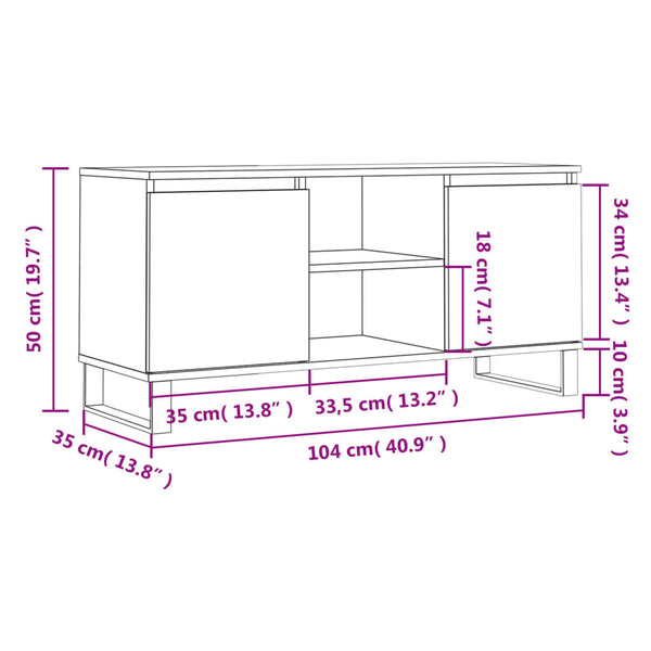 TV-taso Sonoma-tammi 104x35x50 cm tekninen puu