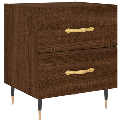 Yöpöydät 2 kpl ruskea tammi 40x35x47,5 cm tekninen puu