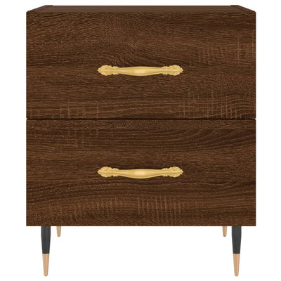 Yöpöydät 2 kpl ruskea tammi 40x35x47,5 cm tekninen puu