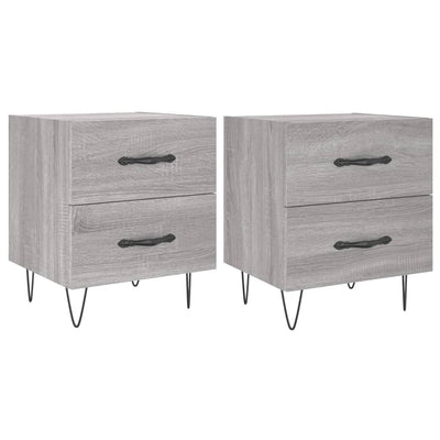 Yöpöydät 2 kpl harmaa Sonoma 40x35x47,5 cm tekninen puu