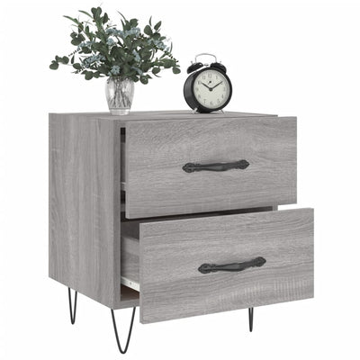 Yöpöydät 2 kpl harmaa Sonoma 40x35x47,5 cm tekninen puu