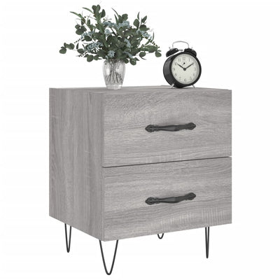 Yöpöydät 2 kpl harmaa Sonoma 40x35x47,5 cm tekninen puu