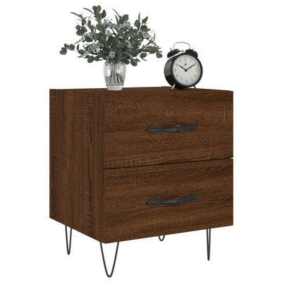 Yöpöydät 2 kpl ruskea tammi 40x35x47,5 cm tekninen puu