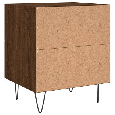 Yöpöydät 2 kpl ruskea tammi 40x35x47,5 cm tekninen puu