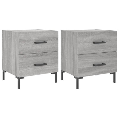 Yöpöydät 2 kpl harmaa Sonoma 40x35x47,5 cm tekninen puu