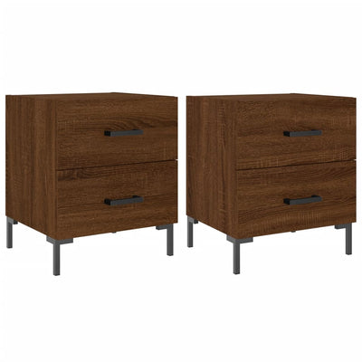 Yöpöydät 2 kpl ruskea tammi 40x35x47,5 cm tekninen puu