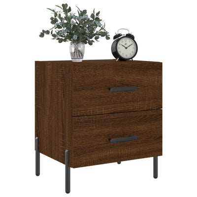 Yöpöydät 2 kpl ruskea tammi 40x35x47,5 cm tekninen puu