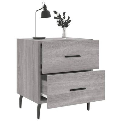 Yöpöydät 2 kpl harmaa Sonoma 40x35x47,5 cm tekninen puu