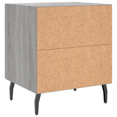 Yöpöydät 2 kpl harmaa Sonoma 40x35x47,5 cm tekninen puu