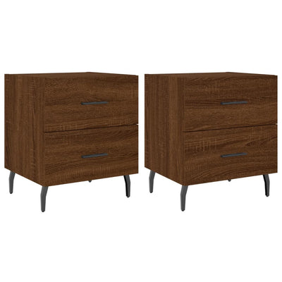 Yöpöydät 2 kpl ruskea tammi 40x35x47,5 cm tekninen puu